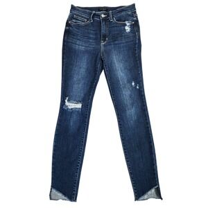 Judy Blue Skinny Fit Jeans Women's Size 5/27 Blue Denim Stretch Distressed